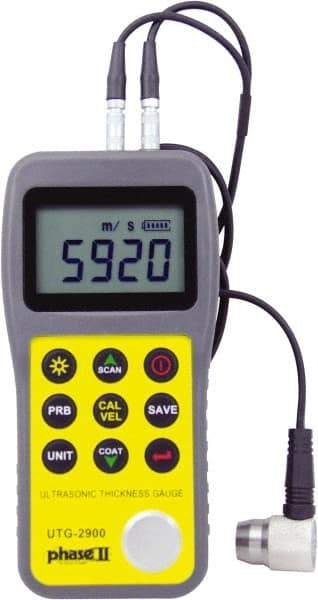 Phase II - 0.025" to 23" Pulse Echo Mode & 2-23/64" Echo-Echo Mode Measurement, 0.01mm Resolution Electronic Thickness Gage - Accurate up to 0.015mm - Exact Tool & Supply