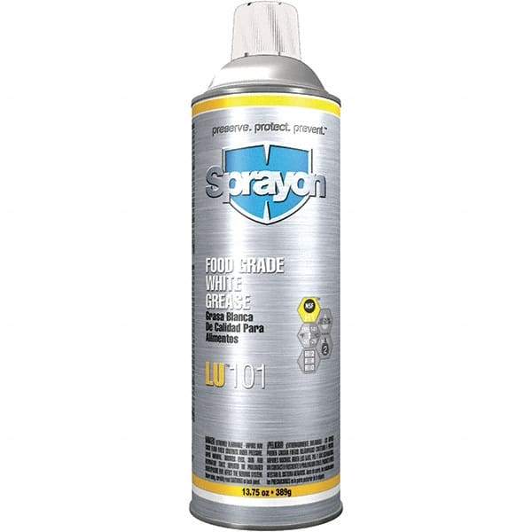 Sprayon - 20 oz Aerosol Calcium General Purpose Grease - White, Food Grade, 285°F Max Temp, NLGIG 2, - Exact Tool & Supply