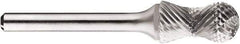 SGS Pro - 1/2" Cut Diam, 1/4" Shank Diam, Cylinder with Radius Head Double Cut Burr - Carbide, Radius End, 1" LOC, 1" OAL - Exact Tool & Supply
