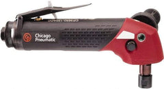 Chicago Pneumatic - 1/4" Collet, Angle Handle, Straight Air Die Grinder - 12,000 RPM, Rear Exhaust, 6 CFM, 2.3 hp, 90 psi, 3/8" Inlet - Exact Tool & Supply