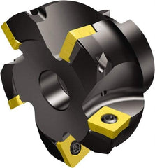 Sandvik Coromant - 6 Inserts, 52.2mm Cut Diam, 1" Arbor Diam, 2mm Max Depth of Cut, Indexable Square-Shoulder Face Mill - 10° Lead Angle, 50.0126mm High, R210-140512M Insert Compatibility, Through Coolant, Series CoroMill 210 - Exact Tool & Supply