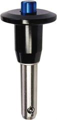 Monroe Engineering Products - 3/8" Diam, 2" Usable Length, Button Handle, Push Button Quick Release Pin - 3-13/32" OAL, Grade 17-4 Stainless Steel - Exact Tool & Supply