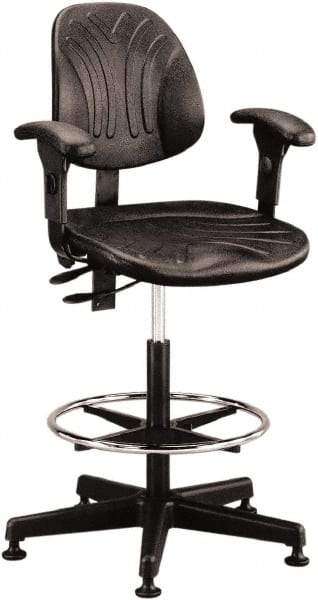 Bevco - 21 to 31" High Adjustable Chair - 27" Wide x 27" Deep, Polyurethane Seat, Black - Exact Tool & Supply