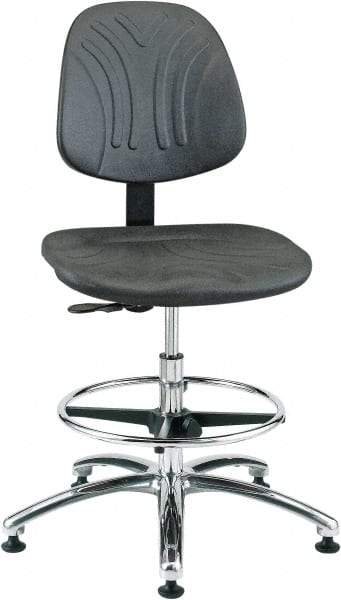 Bevco - 20-1/2 to 30-1/2" High Adjustable Chair - 27" Wide x 27" Deep, Polyurethane Seat, Black - Exact Tool & Supply