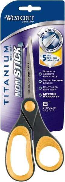 Westcott - 3.296" LOC, 8" OAL Stainless Steel Standard Standard - Plastic Straight Handle, For General Purpose Use - Exact Tool & Supply