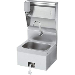 Krowne - 10" Long x 14" Wide Inside, 1 Compartment, Grade 304 Stainless Steel Hand Sink with Knee Valve - 20 Gauge, 24" Long x 16" Wide x 15" High Outside, 6" Deep - Exact Tool & Supply