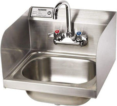 Krowne - 14" Long x 10" Wide Inside, 1 Compartment, Grade 304 Stainless Steel Hand Sink with Side Support - 20 Gauge, 14" Long x 16" Wide x 15" High Outside, 6" Deep - Exact Tool & Supply