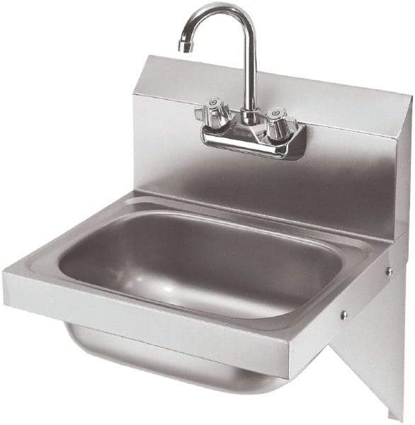Krowne - 10" Long x 14" Wide Inside, 1 Compartment, Grade 304 Stainless Steel Hand Sink with Side Support - 20 Gauge, 20" Long x 16" Wide x 15" High Outside, 6" Deep - Exact Tool & Supply