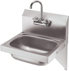 Krowne - 10" Long x 14" Wide Inside, 1 Compartment, Grade 304 Stainless Steel Hand Sink with Side Support - 20 Gauge, 20" Long x 16" Wide x 15" High Outside, 6" Deep - Exact Tool & Supply