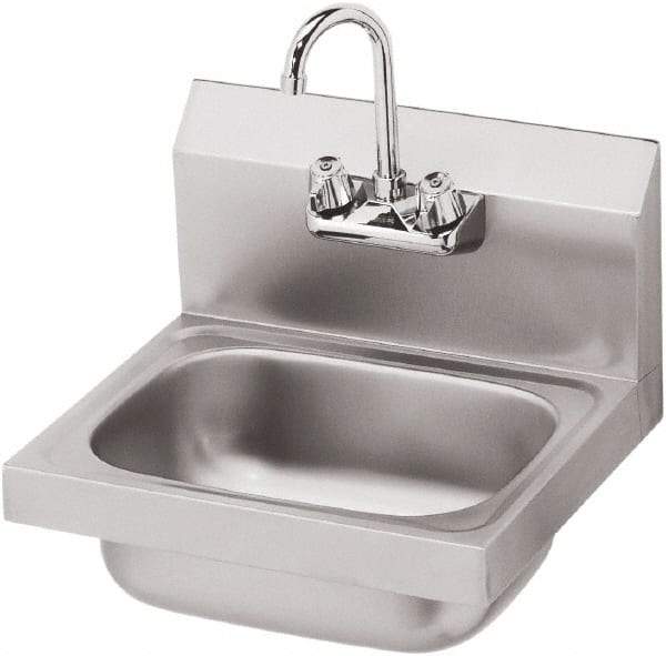 Krowne - 14" Long x 10" Wide Inside, 1 Compartment, Grade 304 Stainless Steel Hand Sink - 20 Gauge, 15" Long x 16" Wide x 6" High Outside, 6" Deep - Exact Tool & Supply