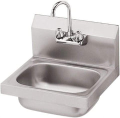 Krowne - 14" Long x 10" Wide Inside, 1 Compartment, Grade 304 Stainless Steel Hand Sink - 20 Gauge, 15" Long x 16" Wide x 6" High Outside, 6" Deep - Exact Tool & Supply
