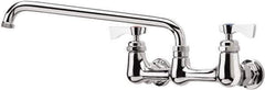 Krowne - Wall Mount, Low Arc Service Sink Faucet - Two Handle, Color Coded, Blade Handle, Swing Spout and Nozzle, No Drain - Exact Tool & Supply
