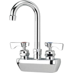 Krowne - Wall Mount, High Arc Service Sink Faucet - Two Handle, Color Coded, Blade Handle, Gooseneck Spout and Nozzle, No Drain - Exact Tool & Supply