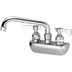 Krowne - Wall Mount, Low Arc Service Sink Faucet - Two Handle, Color Coded, Blade Handle, Swing Spout and Nozzle, No Drain - Exact Tool & Supply