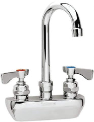Krowne - Wall Mount, High Arc Service Sink Faucet - Two Handle, Color Coded, Blade Handle, Gooseneck Spout and Nozzle, No Drain - Exact Tool & Supply