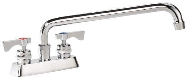 Krowne - Deck Mount, Low Arc Deck Mount Faucet - Two Handle, Color Coded, Blade Handle, Swing Spout and Nozzle, No Drain - Exact Tool & Supply