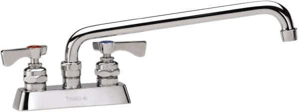 Krowne - Deck Mount, Low Arc Deck Mount Faucet - Two Handle, Color Coded, Blade Handle, Swing Spout and Nozzle, No Drain - Exact Tool & Supply