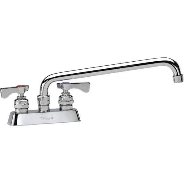 Krowne - Deck Mount, Low Arc Deck Mount Faucet - Two Handle, Color Coded, Blade Handle, Swing Spout and Nozzle, No Drain - Exact Tool & Supply