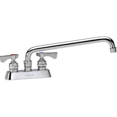 Krowne - Deck Mount, Low Arc Deck Mount Faucet - Two Handle, Color Coded, Blade Handle, Swing Spout and Nozzle, No Drain - Exact Tool & Supply