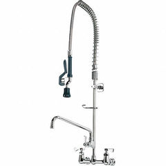 Krowne - Wall Mount, Add On Faucet for Pre-Rinse Units with Spray - Two Handle, Color Coded, Blade Handle, Gooseneck Spout with Hose, No Drain - Exact Tool & Supply