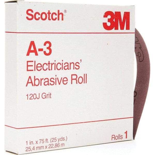 3M - 1" x 25 Yd 120 Grit Aluminum Oxide Shop Roll - Fine Grade - Exact Tool & Supply