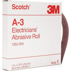 3M - 1" x 25 Yd 120 Grit Aluminum Oxide Shop Roll - Fine Grade - Exact Tool & Supply