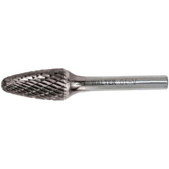 WALTER Surface Technologies - 1/2" Cut Diam, 1/4" Shank Diam, Tree Head Double Cut Burr - Carbide, 1" LOC - Exact Tool & Supply