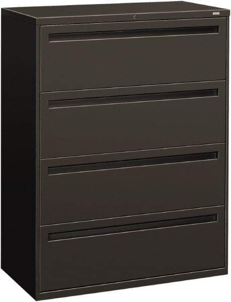 Hon - 42" Wide x 53-1/4" High x 19-1/4" Deep, 4 Drawer Lateral File - Steel, Charcoal - Exact Tool & Supply
