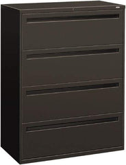 Hon - 42" Wide x 53-1/4" High x 19-1/4" Deep, 4 Drawer Lateral File - Steel, Charcoal - Exact Tool & Supply