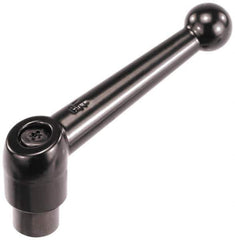 KIPP - M4 x 0.7, 13mm Hub Diam, Zinc Die Cast (Steel Components) Tapped Adjustable Clamping Lever - 46mm OAL, 32.5mm High, 9mm Hole Depth - Exact Tool & Supply