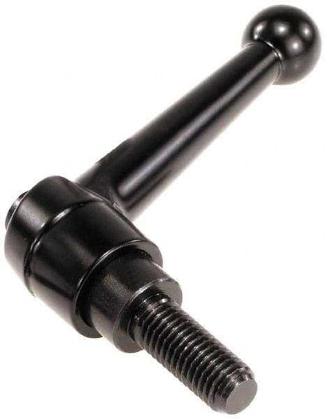 KIPP - M10 x 1.5, 18mm Hub Diam, Zinc Die Cast (Steel Components) Metric Threaded Stud Adjustable Clamping Lever - 60mm Stud Length, 73mm OAL, 45.5mm High - Exact Tool & Supply