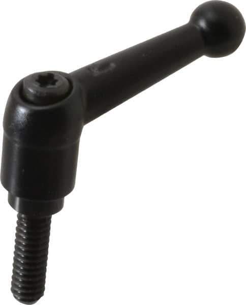 KIPP - 1/4-20, 13mm Hub Diam, Zinc Die Cast (Steel Components) Threaded Stud Adjustable Clamping Lever - 0.79" Stud Length, 46mm OAL, 32.5mm High - Exact Tool & Supply