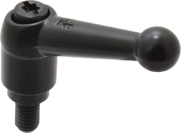 KIPP - M6 x 1.0, 13mm Hub Diam, Zinc Die Cast (Steel Components) Metric Threaded Stud Adjustable Clamping Lever - 10mm Stud Length, 46mm OAL, 32.5mm High - Exact Tool & Supply