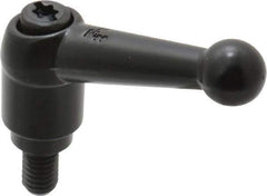 KIPP - M6 x 1.0, 13mm Hub Diam, Zinc Die Cast (Steel Components) Metric Threaded Stud Adjustable Clamping Lever - 10mm Stud Length, 46mm OAL, 32.5mm High - Exact Tool & Supply