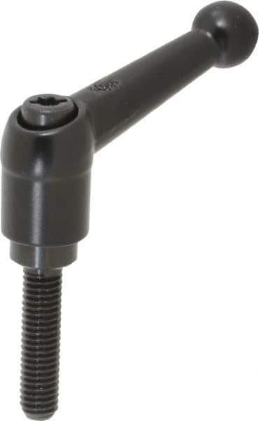 KIPP - M6 x 1.0, 13mm Hub Diam, Zinc Die Cast (Steel Components) Metric Threaded Stud Adjustable Clamping Lever - 25mm Stud Length, 46mm OAL, 32.5mm High - Exact Tool & Supply