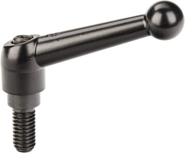 KIPP - 3/8-16, 0.71" Hub Diam, Zinc Die Cast (Steel Components) Threaded Stud Adjustable Clamping Lever - 0.79" Stud Length, 2.87" OAL, 1.79" High - Exact Tool & Supply