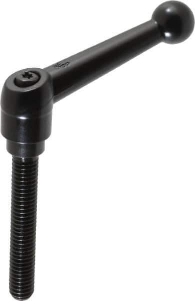 KIPP - 3/8-16, 0.71" Hub Diam, Zinc Die Cast (Steel Components) Threaded Stud Adjustable Clamping Lever - 2.36" Stud Length, 2.87" OAL, 1.79" High - Exact Tool & Supply