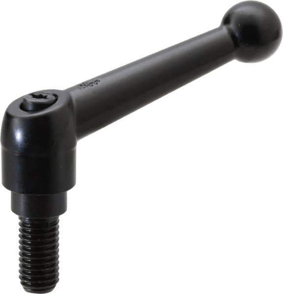 KIPP - M10 x 1.5, 18mm Hub Diam, Zinc Die Cast (Steel Components) Metric Threaded Stud Adjustable Clamping Lever - 20mm Stud Length, 73mm OAL, 45.5mm High - Exact Tool & Supply
