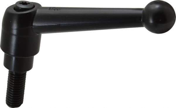KIPP - M10 x 1.5, 21mm Hub Diam, Zinc Die Cast (Steel Components) Metric Threaded Stud Adjustable Clamping Lever - 25mm Stud Length, 90mm OAL, 57.5mm High - Exact Tool & Supply