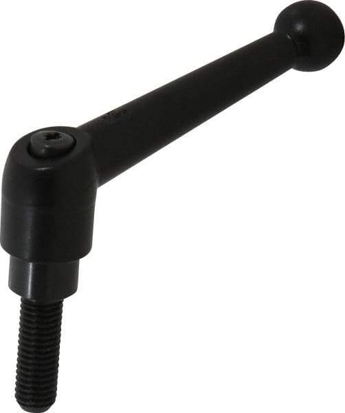KIPP - M10 x 1.5, 21mm Hub Diam, Zinc Die Cast (Steel Components) Metric Threaded Stud Adjustable Clamping Lever - 30mm Stud Length, 90mm OAL, 57.5mm High - Exact Tool & Supply