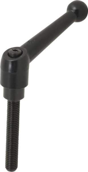 KIPP - M10 x 1.5, 21mm Hub Diam, Zinc Die Cast (Steel Components) Metric Threaded Stud Adjustable Clamping Lever - 60mm Stud Length, 90mm OAL, 57.5mm High - Exact Tool & Supply