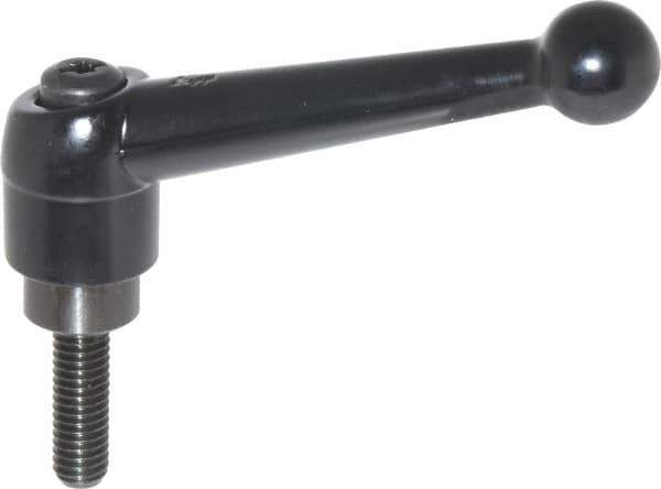 KIPP - 3/8-16, 0.98" Hub Diam, Zinc Die Cast (Steel Components) Threaded Stud Adjustable Clamping Lever - 1.18" Stud Length, 4-1/4" OAL, 2.64" High - Exact Tool & Supply