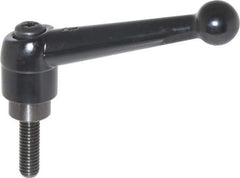 KIPP - 3/8-16, 0.98" Hub Diam, Zinc Die Cast (Steel Components) Threaded Stud Adjustable Clamping Lever - 1.18" Stud Length, 4-1/4" OAL, 2.64" High - Exact Tool & Supply
