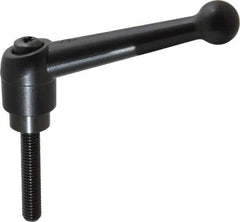KIPP - 3/8-16, 0.98" Hub Diam, Zinc Die Cast (Steel Components) Threaded Stud Adjustable Clamping Lever - 1.97" Stud Length, 4-1/4" OAL, 2.64" High - Exact Tool & Supply
