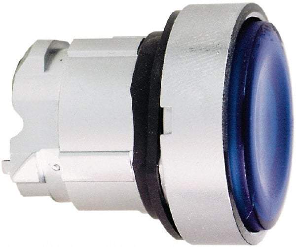 Schneider Electric - 22mm Mount Hole, Flush, Pushbutton Switch Only - Round, Blue Pushbutton, Nonilluminated, Momentary (MO) - Exact Tool & Supply