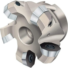 Walter - 133mm Cut Diam, 40mm Arbor Hole, 8mm Max Depth of Cut, Indexable Chamfer & Angle Face Mill - 10 Inserts, OD . . 0504 . . Insert, Right Hand Cut, 10 Flutes, Through Coolant, Series Xtra-tec - Exact Tool & Supply