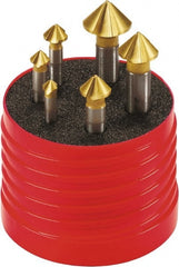 Walter-Titex - 6 Piece, 1/4 to 0.8071" Head Diam, 90° Included Angle, Single End Countersink Set - Exact Tool & Supply