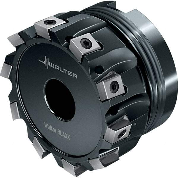Walter - 5 Inserts, 2" Cut Diam, 3/4" Arbor Diam, 0.331" Max Depth of Cut, Indexable Square-Shoulder Face Mill - 1.575" High, LN.. 0904.. Insert Compatibility, Through Coolant, Series Blaxx - Exact Tool & Supply