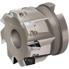 Walter - 7 Inserts, 50mm Cut Diam, 22mm Arbor Diam, 10mm Max Depth of Cut, Indexable Square-Shoulder Face Mill - 40mm High, AD.. 10T3.. Insert Compatibility, Through Coolant, Series Xtra-tec - Exact Tool & Supply