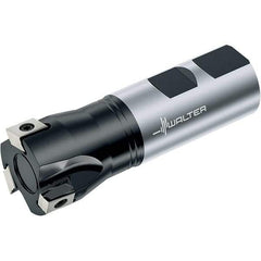 Walter - 1-1/2" Cut Diam, 0.48" Max Depth of Cut, 1-1/2" Shank Diam, 4-1/2" OAL, Indexable Square Shoulder End Mill - Multiple Insert Styles, Weldon Shank, 90° Lead Angle, Through Coolant, Series Blaxx - Exact Tool & Supply